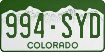 CO license plate 994SYD