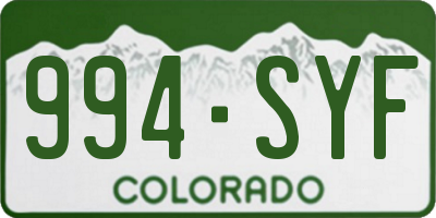 CO license plate 994SYF