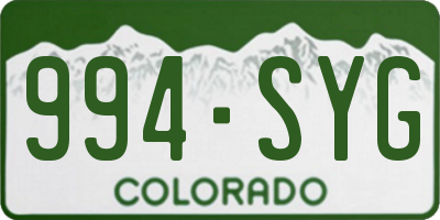 CO license plate 994SYG