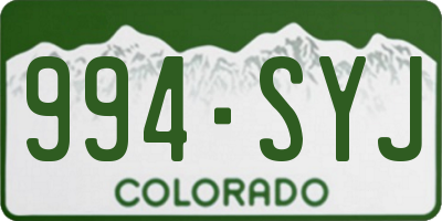 CO license plate 994SYJ