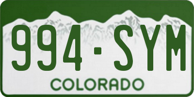 CO license plate 994SYM
