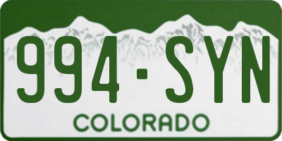 CO license plate 994SYN