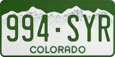 CO license plate 994SYR