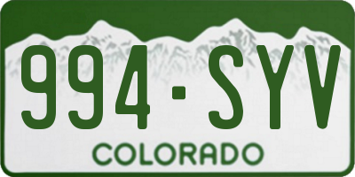 CO license plate 994SYV