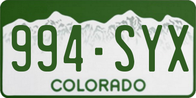 CO license plate 994SYX