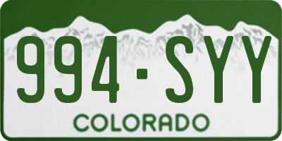 CO license plate 994SYY