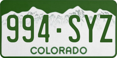 CO license plate 994SYZ