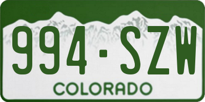 CO license plate 994SZW