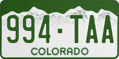 CO license plate 994TAA