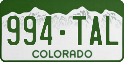 CO license plate 994TAL