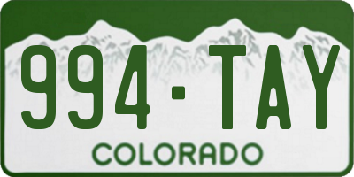 CO license plate 994TAY