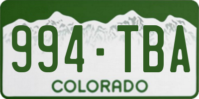 CO license plate 994TBA