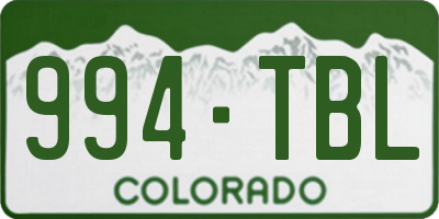 CO license plate 994TBL