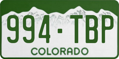 CO license plate 994TBP