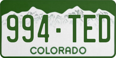 CO license plate 994TED