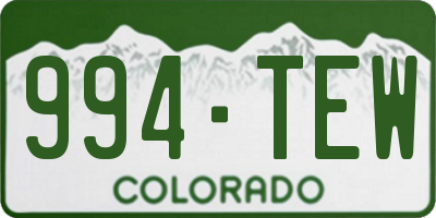 CO license plate 994TEW
