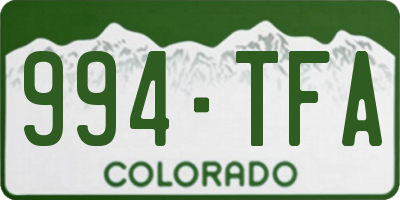 CO license plate 994TFA