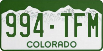 CO license plate 994TFM