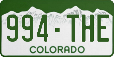 CO license plate 994THE