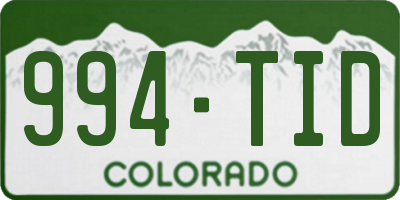 CO license plate 994TID
