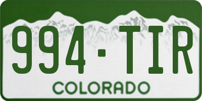 CO license plate 994TIR