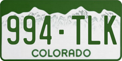 CO license plate 994TLK