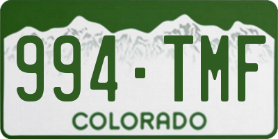 CO license plate 994TMF