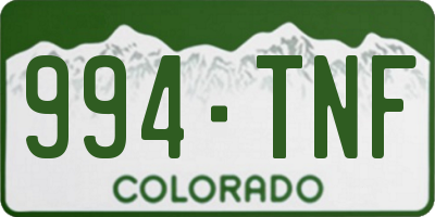 CO license plate 994TNF
