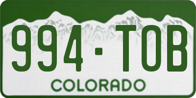 CO license plate 994TOB