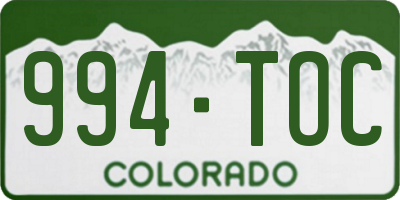 CO license plate 994TOC