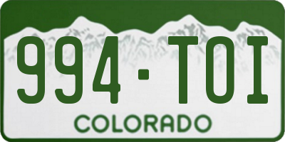 CO license plate 994TOI