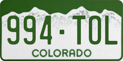 CO license plate 994TOL