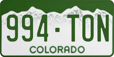 CO license plate 994TON