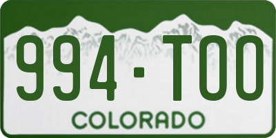 CO license plate 994TOO