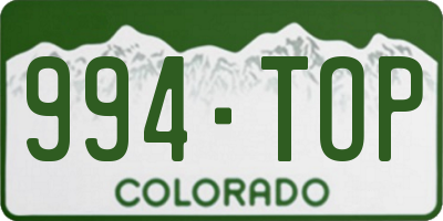 CO license plate 994TOP