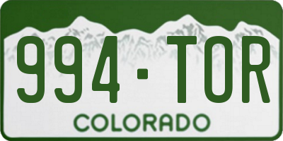 CO license plate 994TOR