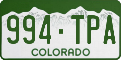 CO license plate 994TPA