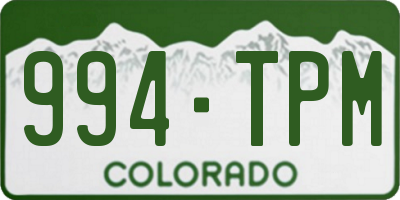 CO license plate 994TPM