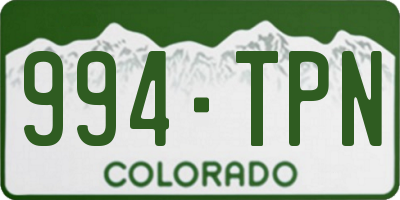 CO license plate 994TPN
