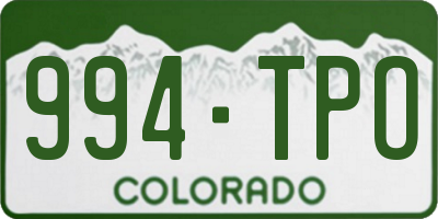 CO license plate 994TPO