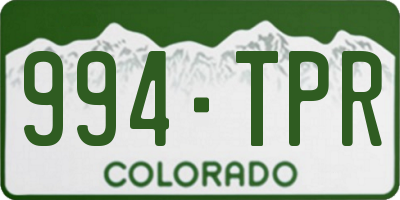 CO license plate 994TPR