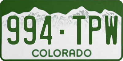 CO license plate 994TPW