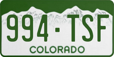 CO license plate 994TSF