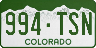 CO license plate 994TSN
