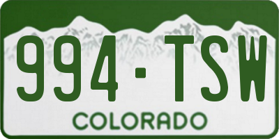 CO license plate 994TSW