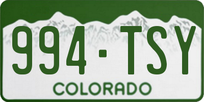 CO license plate 994TSY