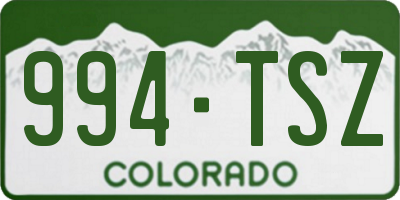 CO license plate 994TSZ