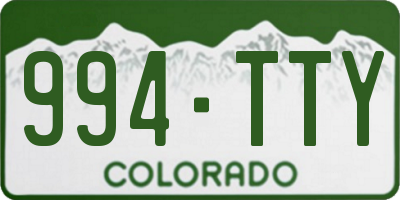 CO license plate 994TTY