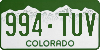 CO license plate 994TUV