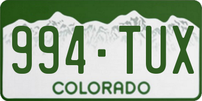 CO license plate 994TUX